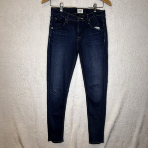 Hudson Size 26 Lilly Midrise Ankle Skinny Jeans Dark Blue Zipper